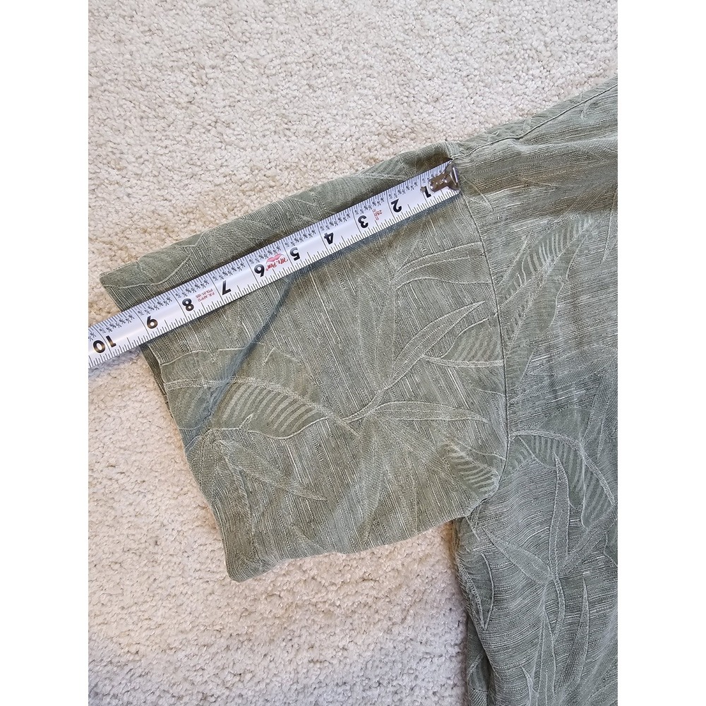 Island Shores Washable Silk Hawaiian Shirt Mens XXL Green Resort Wear Aloha - Picture 8 of 10